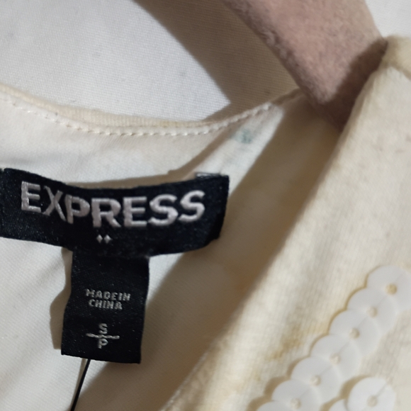 Express White and Black Asymmetrical Sequin Dress - Picture 3 of 3